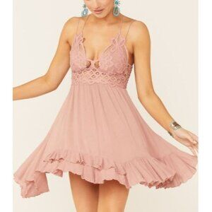 Free People Adella Mini Dress Women Size Small NWT V Neck Summer Casual Boho